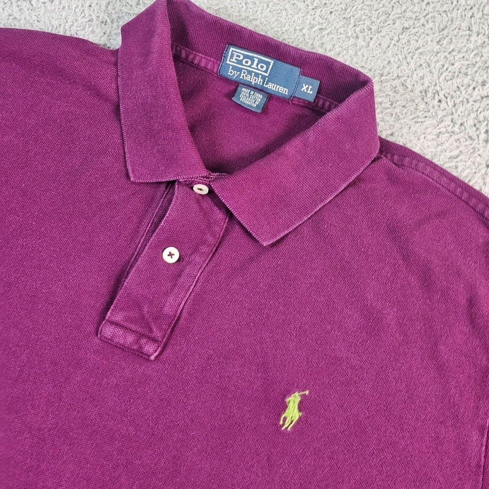 Polo By Ralph Lauren Polo Shirt Mens XL Purple Solid Pique Cotton Pony Logo